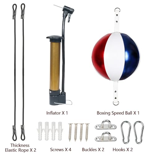 InnoLife Double End Punching Ball Striking Punching Bag Kit, Speed Striking Reflex Kit with Bungee Cords Perfect for Reaction, Agility, and Hand Eye Coordination Training (Blue & White & Red) - Image 3