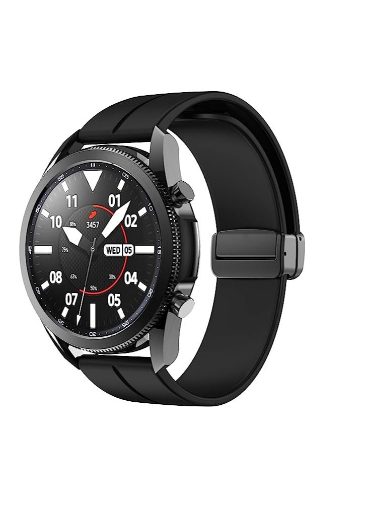 22mm Silicone Strap With Magnetic Folding Buckle For Huawei GT2 46mm - Black - Image 4