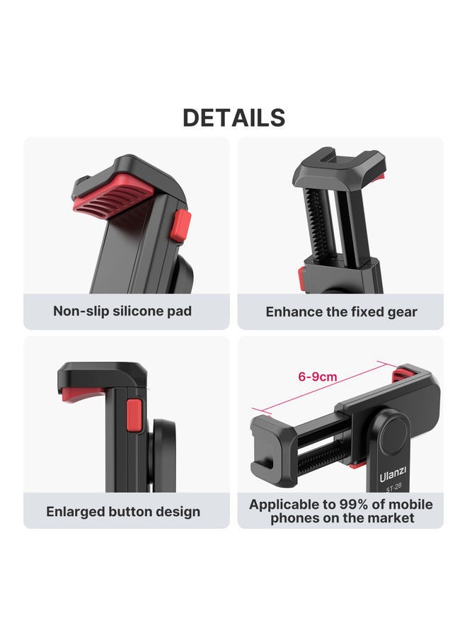 NIBEMINENT 360° Rotatable Clamp Phone Tripod Mount Black - Image 5