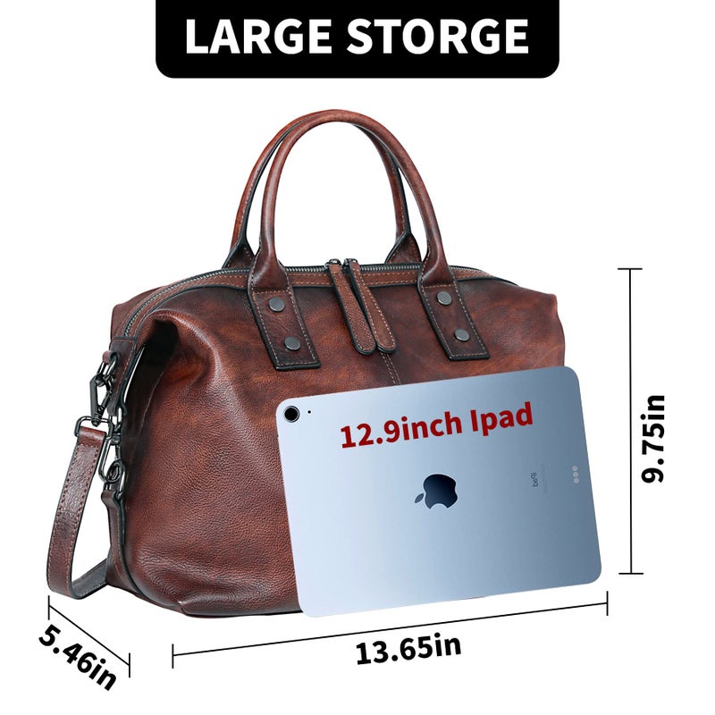 Iswee Shoulder Bag Satchel Purses Vintage Leather Handbags for Women Luxury Tote Purse Large Crossbody Bags Hobo (Coffee) - Image 5