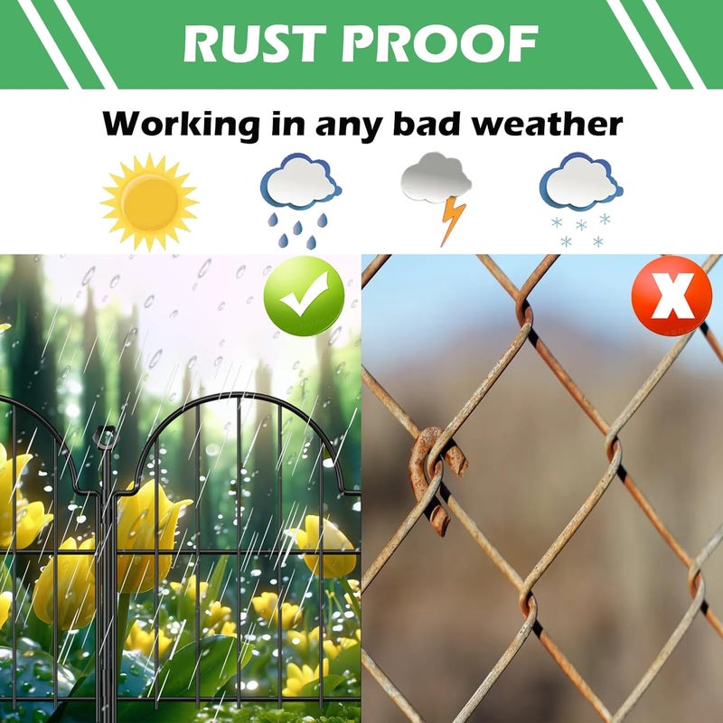 Blingluck Garden Fence, 22 in(H) x 6.5 ft(L) Arched Rustproof Metal No Dig Fence Garden Fence Border, Ground Stake Animal Barrier Fence for Rabbit Dog, Outdoor Landscape Decor for Yard & Patio,6 Pack - Image 5