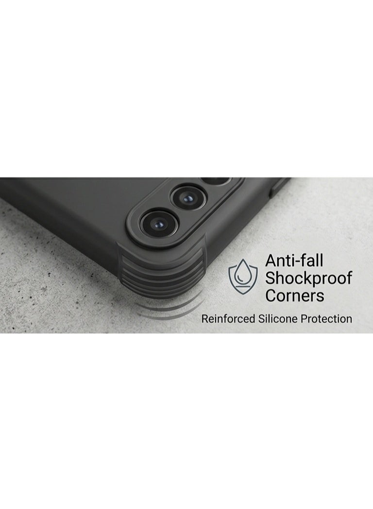 جراب حماية لهاتف OnePlus Nord CE، غطاء سيليكون رفيع أسود مطفأ مقاوم للصدمات مع حماية للكاميرا - Image 1