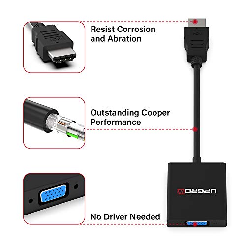 UPGROW HDMI to VGA Adapter HDMI Male to VGA Female Converter Support Computer, Desktop, Laptop, PC, Monitor, Projector, HDTV, Chromebook, Xbox and More, Model Number: UPGROWHMVF01 - Image 5