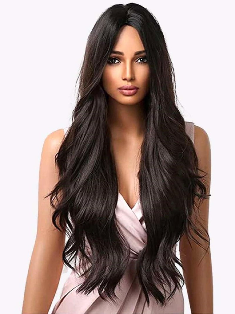 Artifice 36 inches Long Straight Full Head Natural Looking Hair Wig Extension For Women Party Girls Dark Brown - Image 2