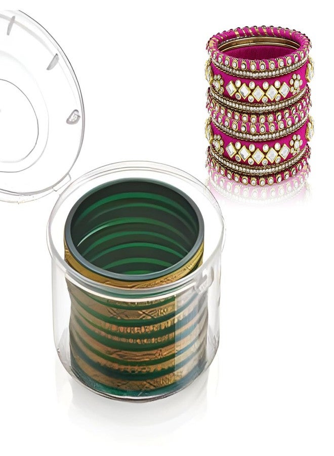 Bold Byte علبة أساور بلاستيكية من بولد بايت للنساء | علبة أساور بلاستيكية، منظم مجوهرات دائري شفاف مع قفل | خفيفة الوزن ومتينة، حقيبة سفر محمولة لتخزين الأساور - بدون أساور (2) - Image 1