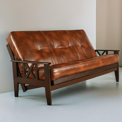 FutonX Full Size Camel Futon Cover Only Bonded Leather Premium Collection Fits 6-8 inch Futons Mattress (Havana) - Image 3