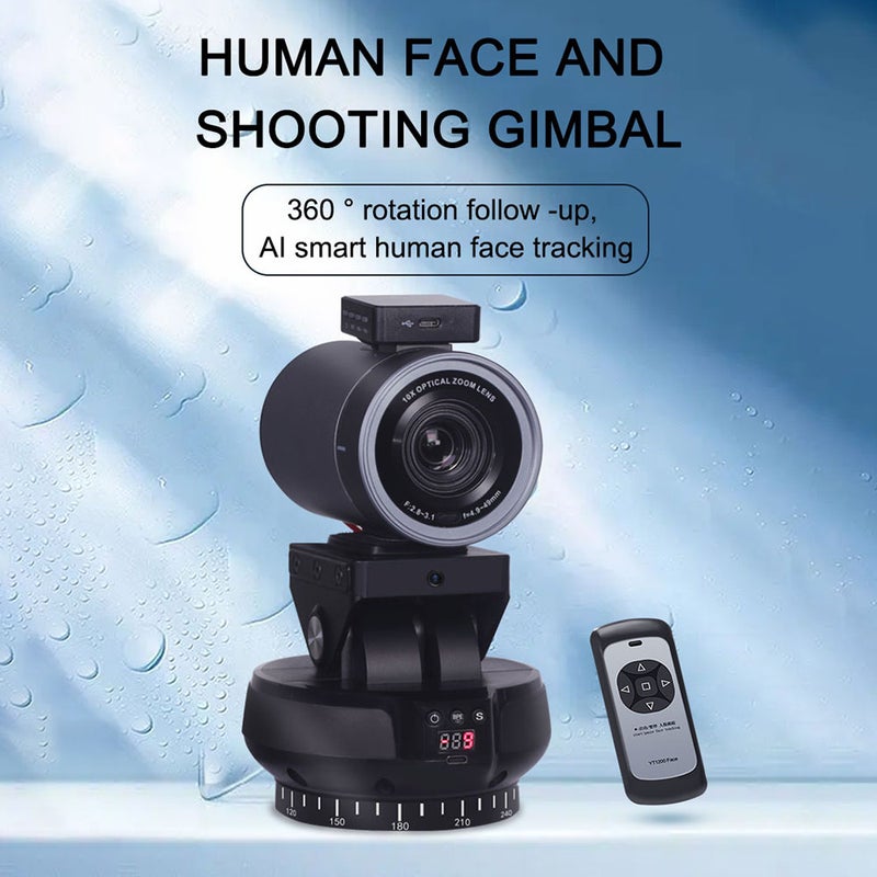 YT1200 Face Motorized Pan Tilt Head 2-axis Panoramic Head AI Smart Face Tracking 360° Rotation Panoramic Tripod Head Wireless Remote Control 9 Levels Adjustable Speed 1kg Load Capacity with - Image 3