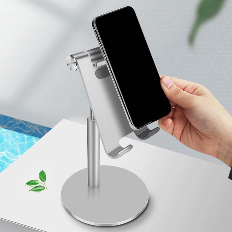 Universal Telescopic Tablet Phone Holder Adjustable Aluminum Alloy Stand Desk Silver - Image 5