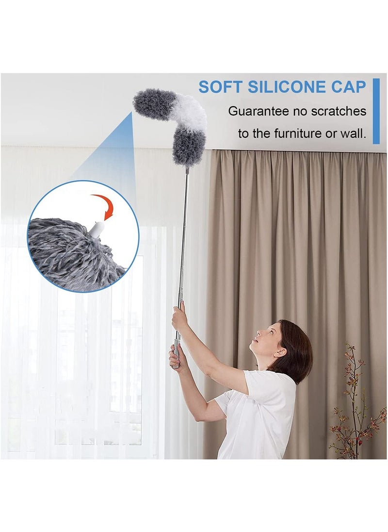 SYOSI - Microfiber Duster Kit for High Ceiling, 5 Pcs Extendable Dusters for Cleaning with 100" Extension Pole, Long Microfiber Feather Duster for Ceiling Fan/Car, House Cleaning Tool Kit - Image 1