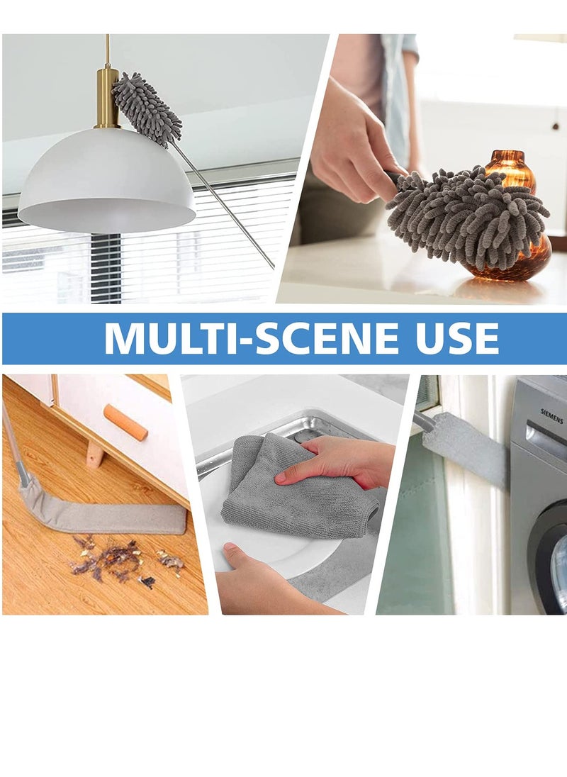 SYOSI - Microfiber Duster Kit for High Ceiling, 5 Pcs Extendable Dusters for Cleaning with 100" Extension Pole, Long Microfiber Feather Duster for Ceiling Fan/Car, House Cleaning Tool Kit - Image 1