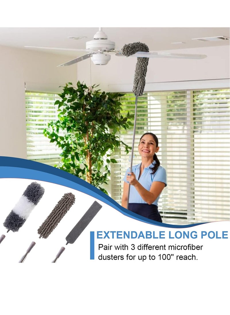 SYOSI - Microfiber Duster Kit for High Ceiling, 5 Pcs Extendable Dusters for Cleaning with 100" Extension Pole, Long Microfiber Feather Duster for Ceiling Fan/Car, House Cleaning Tool Kit - Image 1