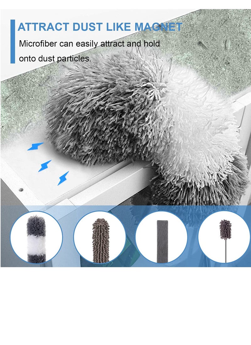 SYOSI - Microfiber Duster Kit for High Ceiling, 5 Pcs Extendable Dusters for Cleaning with 100" Extension Pole, Long Microfiber Feather Duster for Ceiling Fan/Car, House Cleaning Tool Kit - Image 1