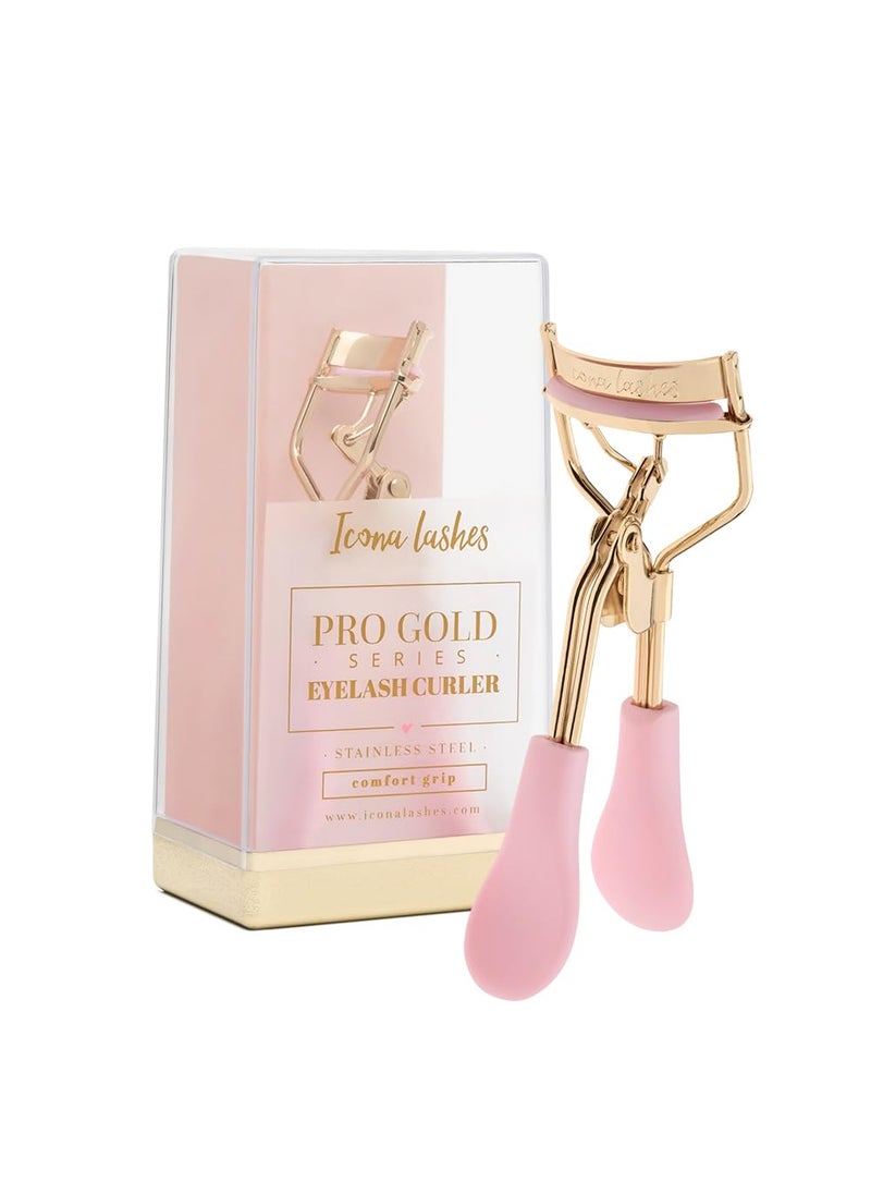 Icona Lashes Icona Lashes Eyelash Curler - 24K Gold-Plated Stainless Steel Precision Eye Lash Curler for Lush, Luxurious Lashes - Silicone Eyelash Curler Pads, Ergonomic Cushioned Handles - with Replacement Pads 