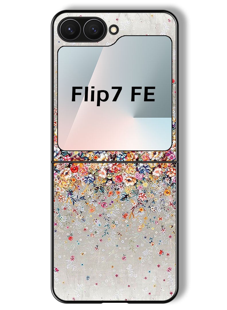 Theodor Case Compatible with Samsung Galaxy Z Flip 7 FE 6.7 Inch Protection Shockproof Bumper Cover Small Flowers Abstract Art - Image 1