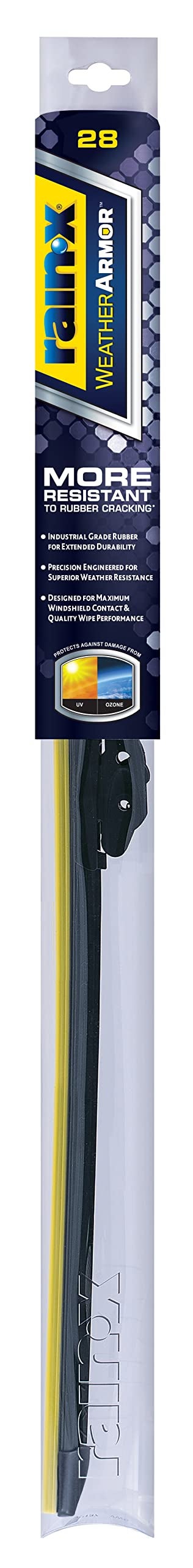 RainX 830228 WeatherArmor Beam Wiper Blades 28 Inch Windshield Wipers Pack of 1 Automotive Replacement Windshield Wiper Blades With Industrial Grade Synthetic Rubber Squeegee