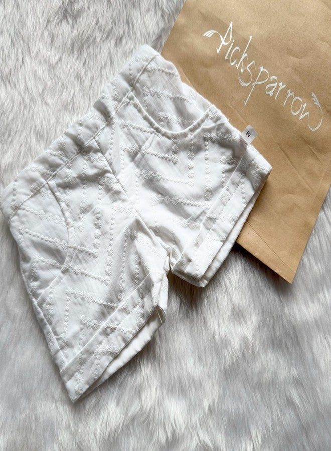 Picksparrow Baby Boy Pure Cotton Shirt-Shorts-Booties (Christening/Baptism Set) (Blue, 0-3 Months) - Image 4