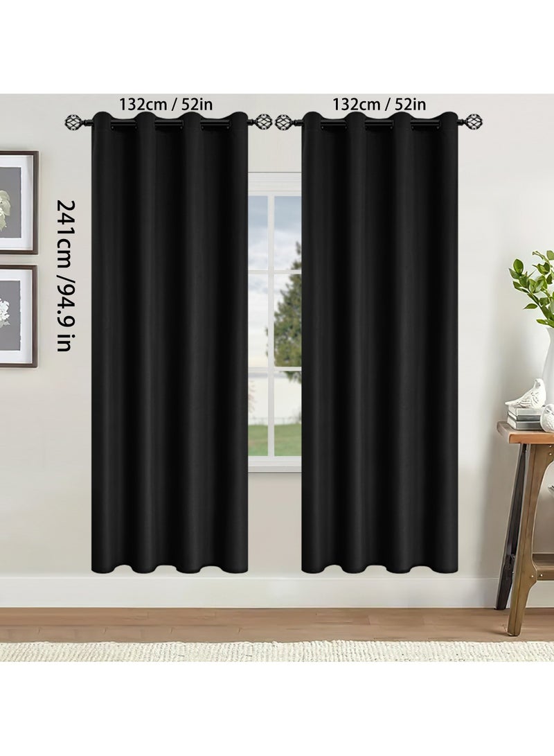 DUNISO 2 Panels Super Large Blackout Curtains (Black,132*241cm)Thermal Insulated Room Darkening Curtains, Grommet Light Blocking Blackout Drapes for Living Room  - Image 3