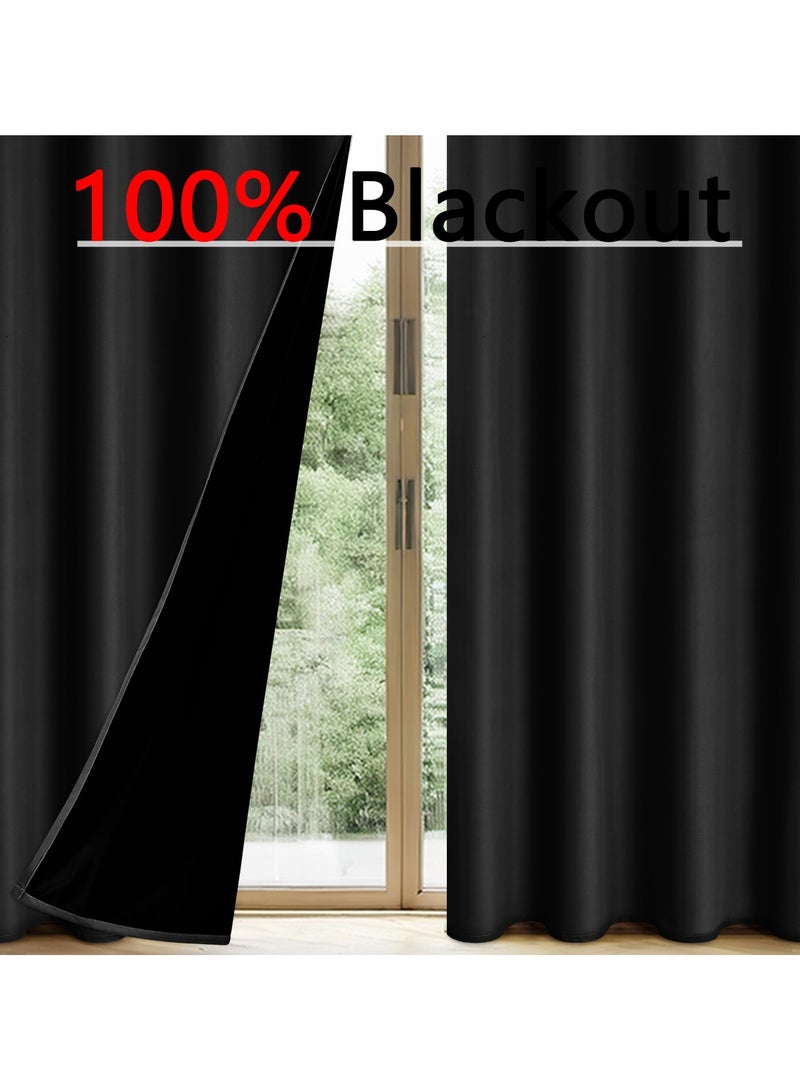 DUNISO 2 Panels Super Large Blackout Curtains (Black,132*241cm)Thermal Insulated Room Darkening Curtains, Grommet Light Blocking Blackout Drapes for Living Room  - Image 4