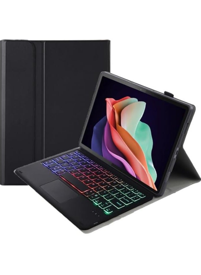 Arabic and English Backlit Keyboard Case Compatible with Xiaomi Redmi Pad SE 8.7 Inch (2024), with Magnetic Removable Wireless Colorful Backlit Touch Keyboard and Protective Case - Image 1