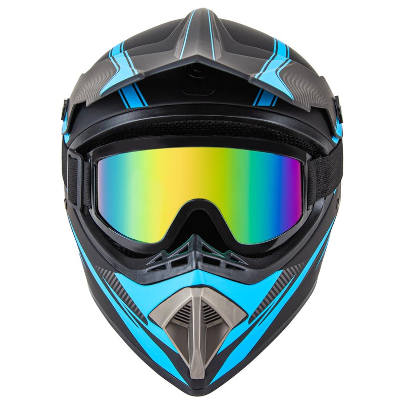 CARTMAN Adult Dirt Bike Helmets Motocross ATV Dirtbike Offroad Full Face Motorcycle Helmet, DOT Approved Matte Black and Blue, Adult-L - Image 3