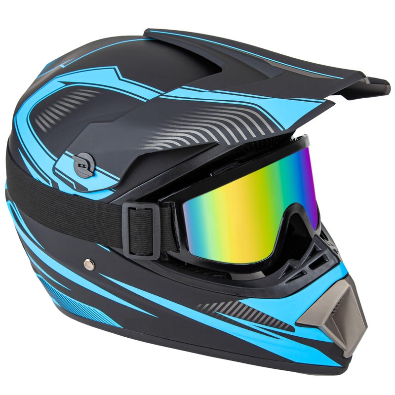 CARTMAN Adult Dirt Bike Helmets Motocross ATV Dirtbike Offroad Full Face Motorcycle Helmet, DOT Approved Matte Black and Blue, Adult-L - Image 4