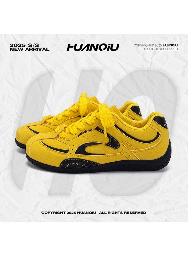 HUANQIU 2025 HUANQIU S/S New Arrival Trendy Yellow & Black Casual Sneakers - Comfortable Daily Wear Shoes for Men & Women 40SIZE - Image 3