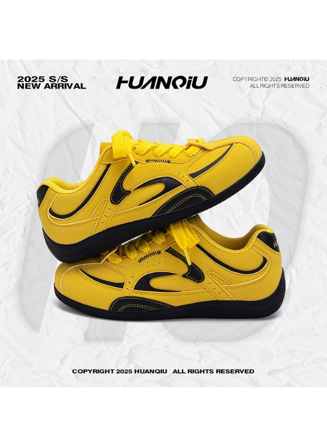 HUANQIU 2025 HUANQIU S/S New Arrival Trendy Yellow & Black Casual Sneakers - Comfortable Daily Wear Shoes for Men & Women 40SIZE - Image 1