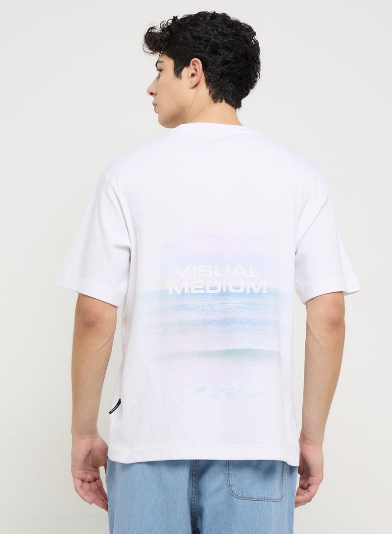 Jcosago Photo Back Short Sleeve  Crew Neck T-Shirt