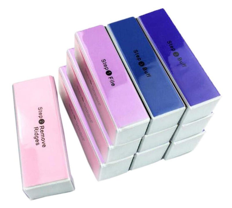 XINGZI 10PCS Professional 4 Ways Nail Buffer Colorful Sponge Emery Board Cosmetic Manicure Pedicure Tool Shiny Block Nail Art Care Tools for Manicure Pedicure (Random Color) - Image 1
