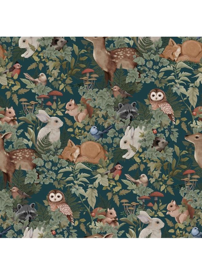 الأزرق جي دبليو ورق الحائط الأرنب الفرنسي الرجعي ورق الحائط اللزج الذاتي - Image 1