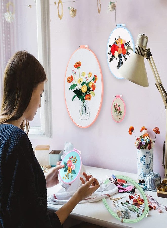 ZOCONE 3 Pcs 3 Size Oval Embroidery Hoops, ABS Plastic Embroidery Hoops Cross Stitch Hoops Embroidery Frames for Sewing, Needlework, Embroidery Projects (Size-7.5", 5.7",3.9") - Image 5