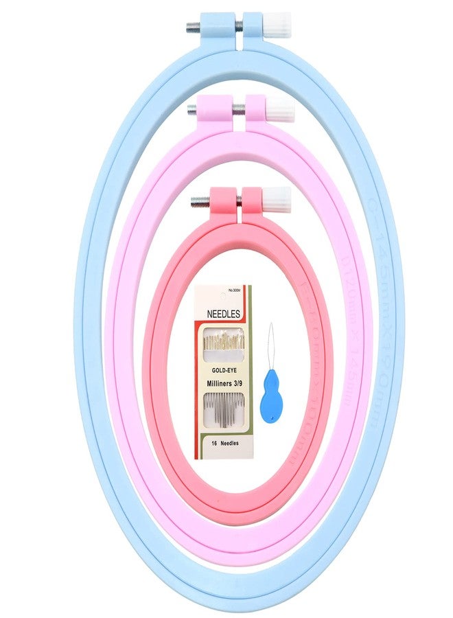 ZOCONE 3 Pcs 3 Size Oval Embroidery Hoops, ABS Plastic Embroidery Hoops Cross Stitch Hoops Embroidery Frames for Sewing, Needlework, Embroidery Projects (Size-7.5", 5.7",3.9") - Image 1