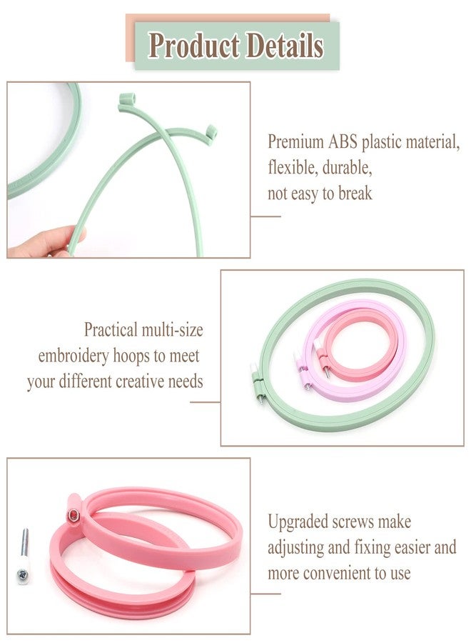 ZOCONE 3 Pcs 3 Size Oval Embroidery Hoops, ABS Plastic Embroidery Hoops Cross Stitch Hoops Embroidery Frames for Sewing, Needlework, Embroidery Projects (Size-7.5", 5.7",3.9") - Image 3