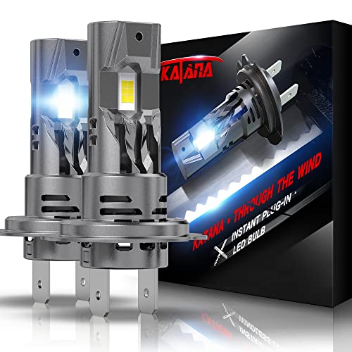 Katana مصابيح KATANA H7 المحدثة، 18000 لومن 6500 كيلفن أبيض زينون فائق السطوع مع مروحة تبريد، مصباح أمامي ومصباح ضباب، عبوة من 2 - Image 1