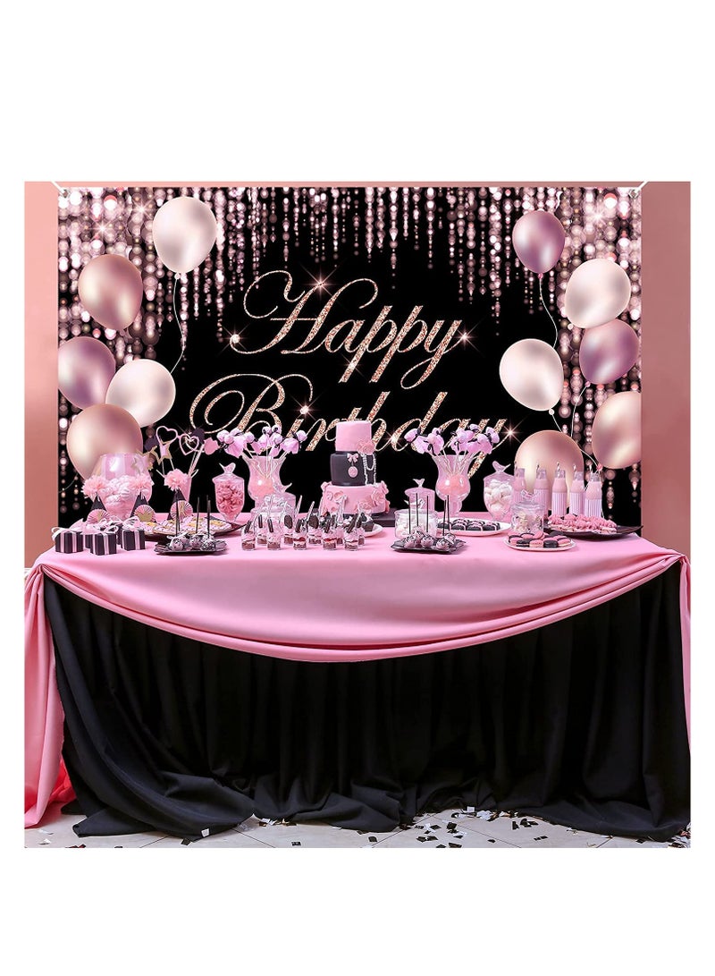 Excefore Rose Gold Happy Birthday Banner Backdrop Large Yard Sign backgroud It's My Baby Shower Party Indoor Outdoor Car Decoration Supplies for Women Gir - Image 3