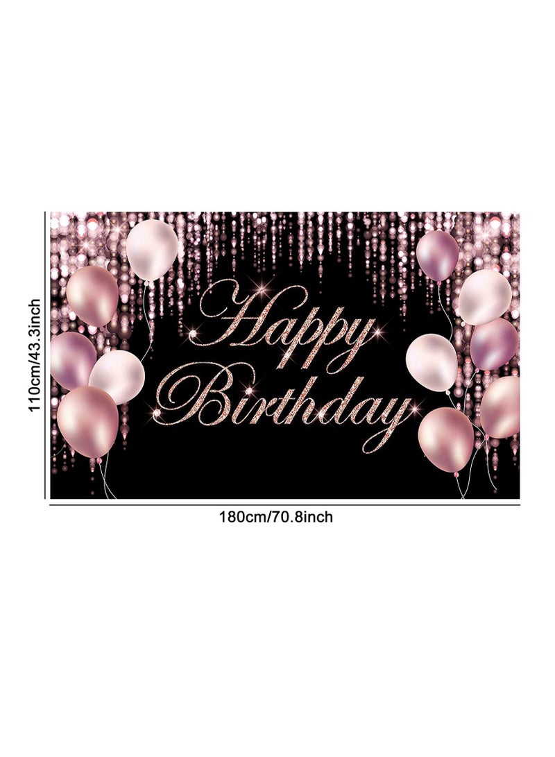 Excefore Rose Gold Happy Birthday Banner Backdrop Large Yard Sign backgroud It's My Baby Shower Party Indoor Outdoor Car Decoration Supplies for Women Gir - Image 2