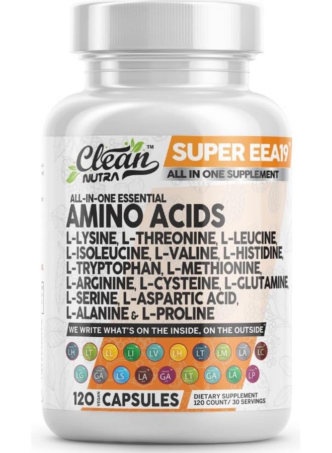 Clean Nutraceuticals Amino Acids Supplement L-Lysine, L-Threonine, L-Leucine, Isoleucine, Valine, L-Histidine, L-Tryptophan, L-Methionine, L-Arginine, L-Cysteine, L-Glutamine, L-Serine, Aspartic Acid, Alanine, L-Proline - Image 1