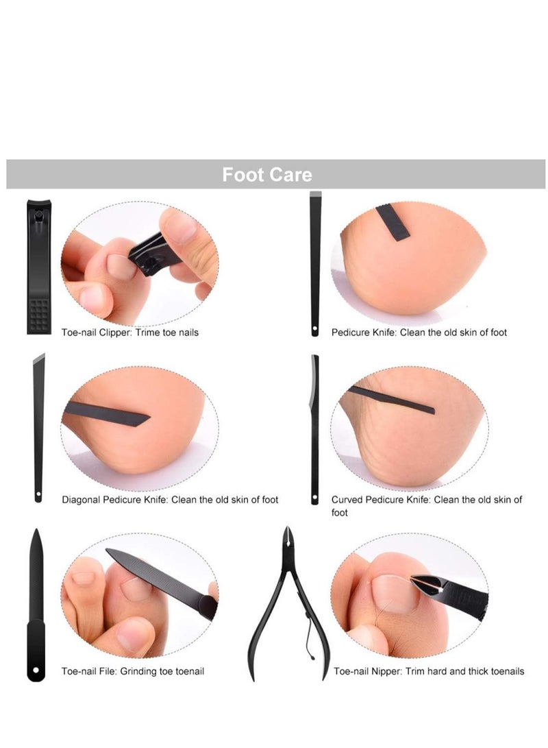KASTWAVE Professional Cuticle Nail Cutter Set Stainless Steel Nail Scissors Nail Care Tool for Man Woman Travel With Exquisite Leather Box (Black) - Image 3