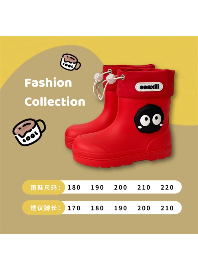 Coal Ball Children's Rain Boots With Drawstring Waterproof And Non-slip Soft-soled School Water Shoes For Small And Medium-sized Children And Babies Cute Rain Boots