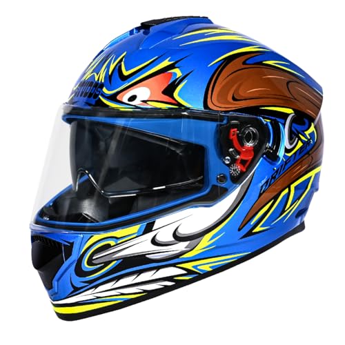 Studds Drifter D4 Isi and Dot Certified Full Face Graphic Helmet for Men and Women with Inner Sun Visor and Spoiler,Blue - Image 1
