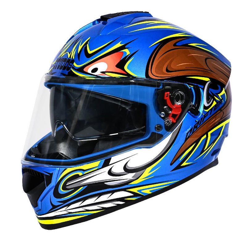 Studds Drifter D4 Isi and Dot Certified Full Face Graphic Helmet for Men and Women with Inner Sun Visor and Spoiler,Blue - Image 5