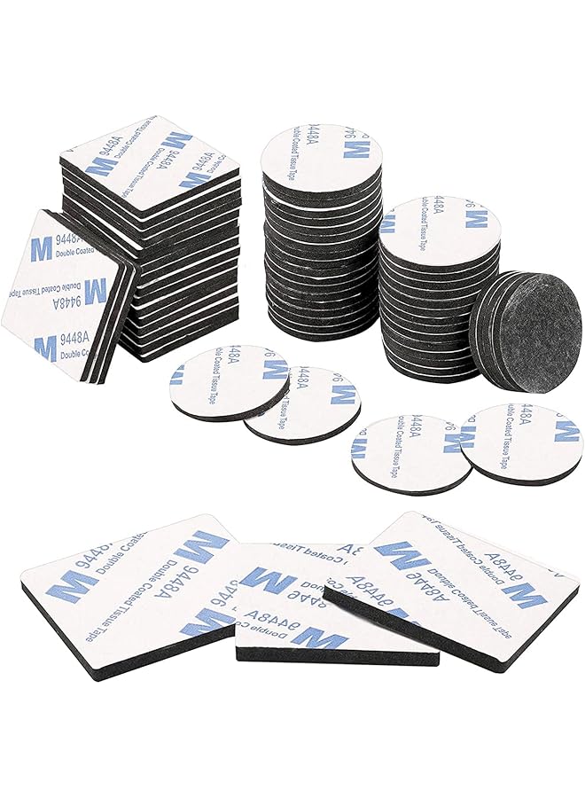 erorex 60 Pcs Double Sided Sticky Pads Strong Sticky Double Sided Adhesive Foam Pads Double Sided Stickers For Holding Soundproof Pads Picture Light Hooks Squares And Rounds - Image 1