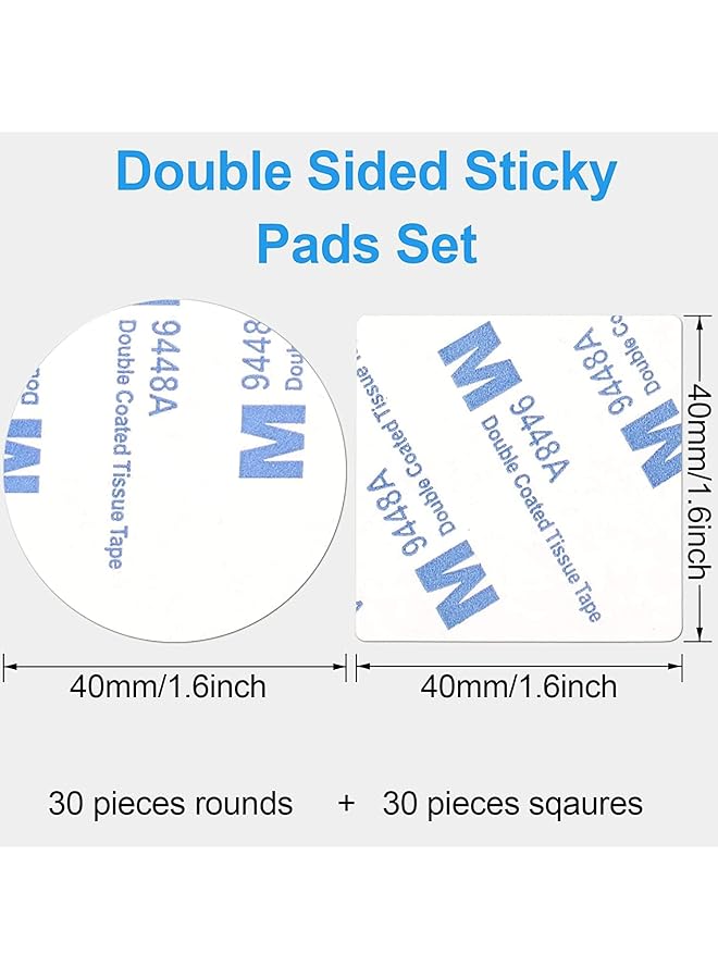erorex 60 Pcs Double Sided Sticky Pads Strong Sticky Double Sided Adhesive Foam Pads Double Sided Stickers For Holding Soundproof Pads Picture Light Hooks Squares And Rounds - Image 4