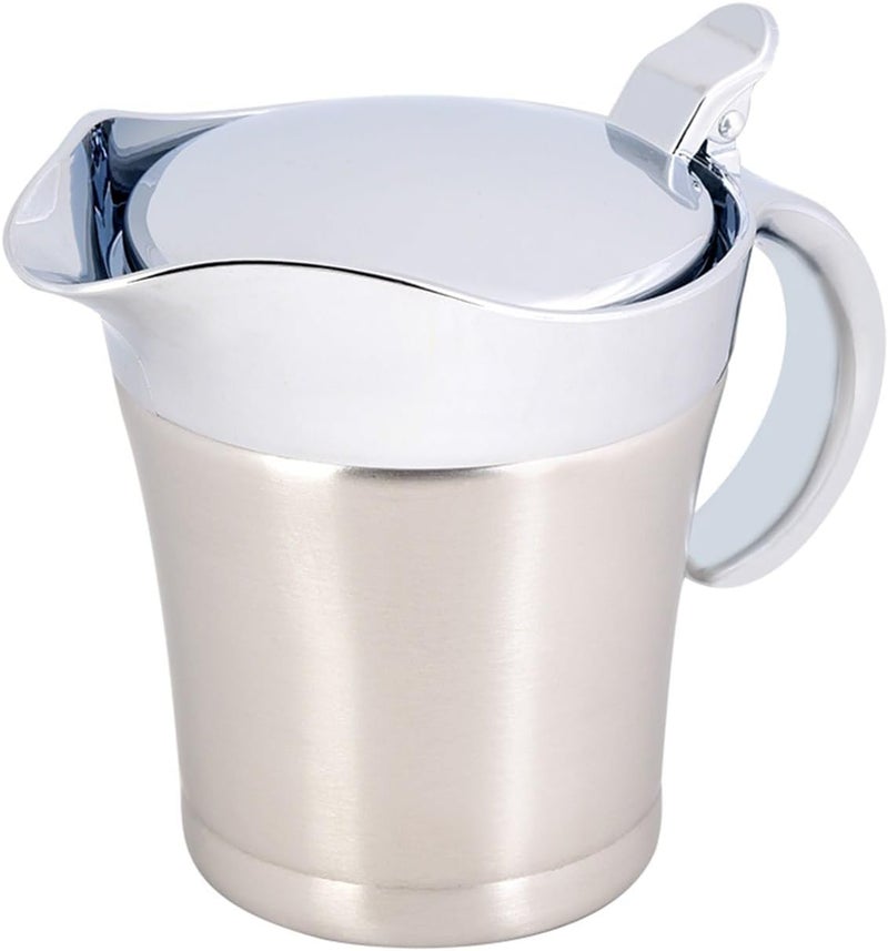 Double Insulated Gravy Boat Gravy Boat Dishwasher Safe with Lid Small Creamer Thermal Small Thermal Pitcher 304 Stainless Steel Insulated Double Wall (size 450ml) - Image 1