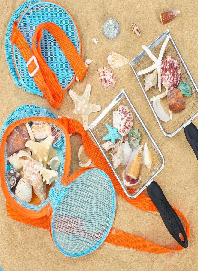 Fairooth 2PCS Beach Mesh Shovel with 2PCS Mesh Beach Bag for Sand Filter and Collect Shells Sand Sifter Scooper and Shell Collecting Bags Sands Sifter Shell Collecting Tools for Boys Girls Kids Beaches Toys - Image 4