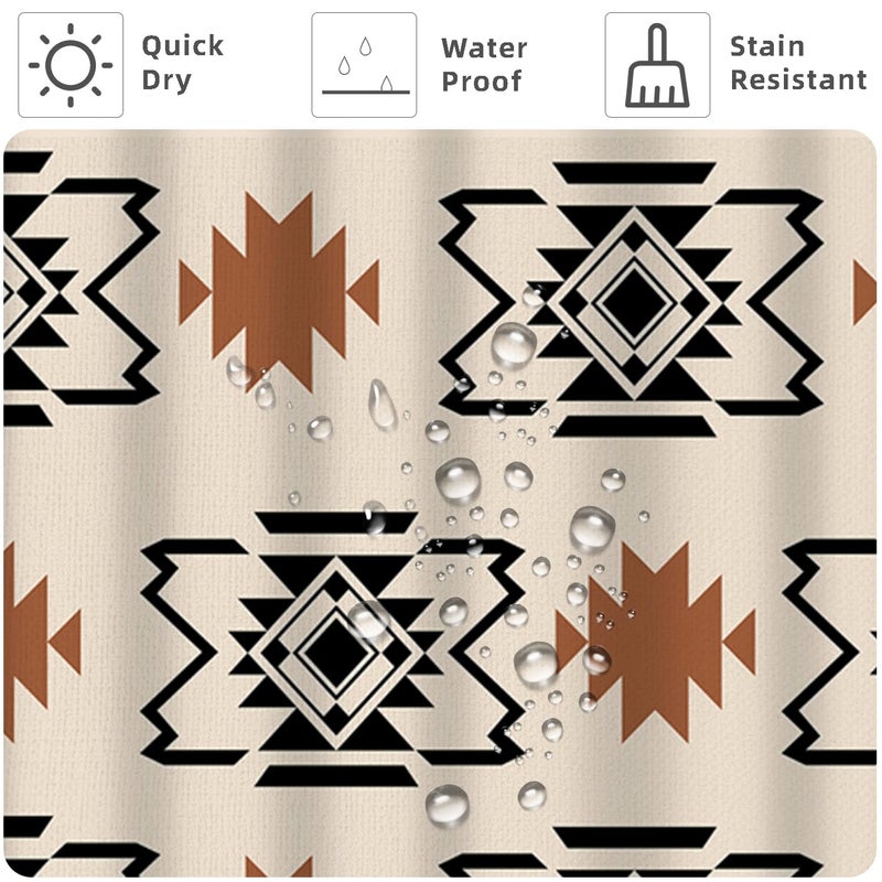 She Love Western Aztec Shower Curtain Boho Abstract Pattern Geometric Vintage Shower Curtain with Hooks 36x72 Inch Waterproof Polyester Bathroom Curtain (Geometric Aztec) - Image 3