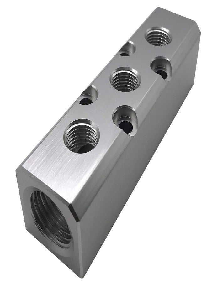 NACX 3 Way Pneumatic Manifold Air Distribution Block, G1/2 Supply Port, G1/4-Inch Output Port, Aluminum Alloy - Image 1