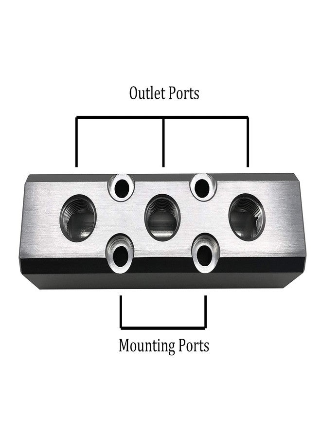 NACX 3 Way Pneumatic Manifold Air Distribution Block, G1/2 Supply Port, G1/4-Inch Output Port, Aluminum Alloy - Image 3