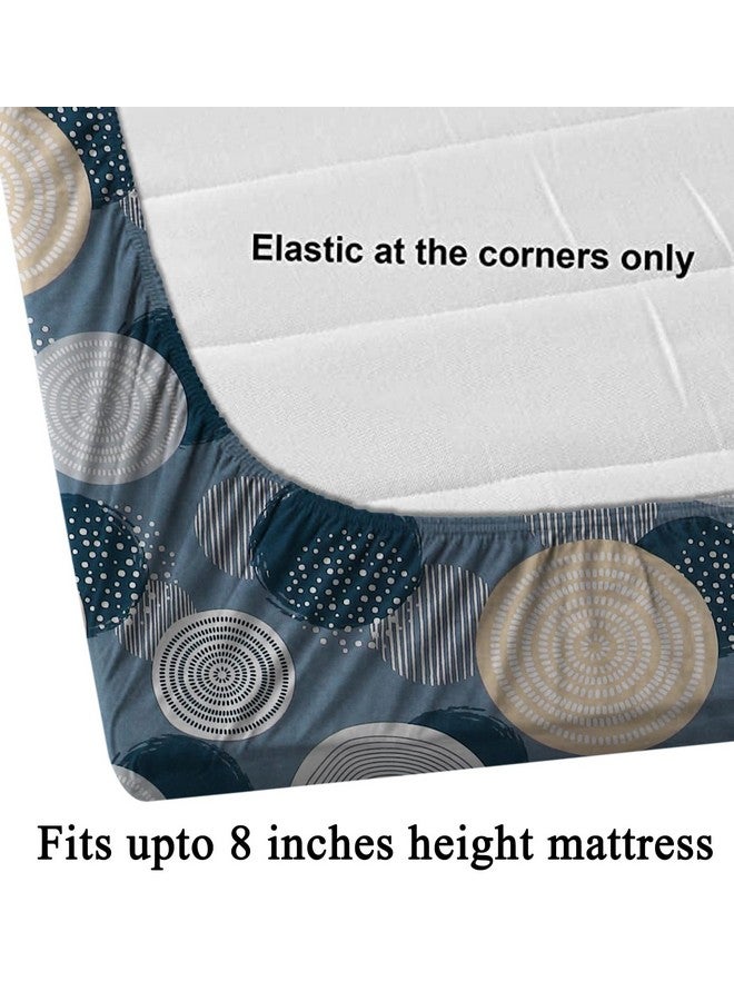 RD TREND Presents Luxurious Glace Cotton Super Soft 210 TC 360° Elastic Fitted Bedsheets Single Bed Size (72 x 48 x 8 Inch) with 1 Pillow Cover Size (28 x18), Color- Grey & Gold, Circle - Image 4