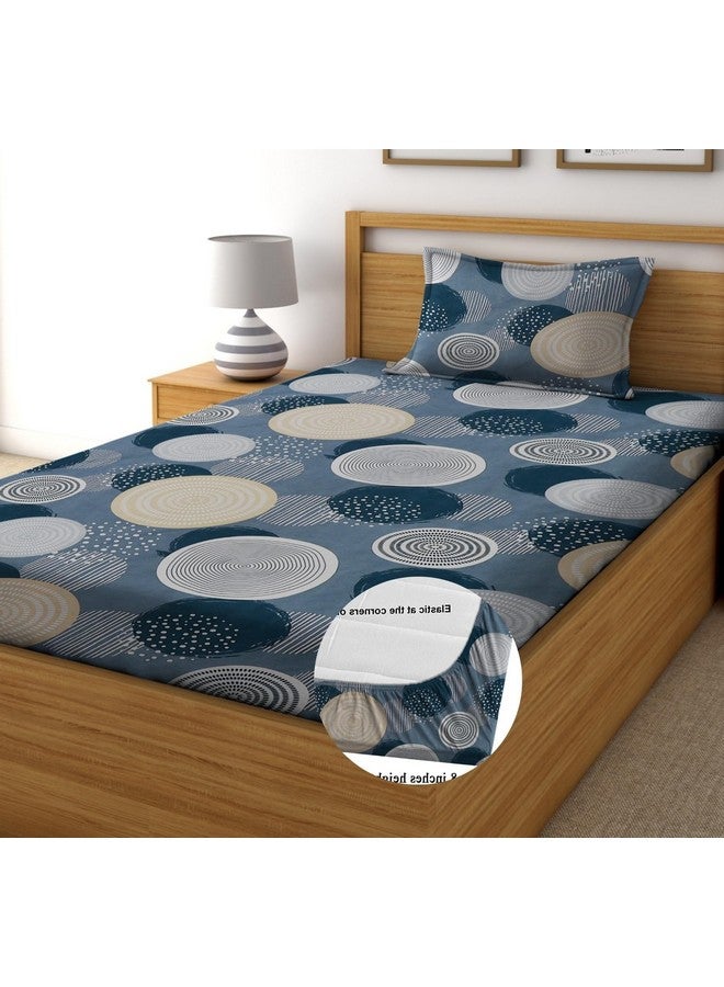 RD TREND Presents Luxurious Glace Cotton Super Soft 210 TC 360° Elastic Fitted Bedsheets Single Bed Size (72 x 48 x 8 Inch) with 1 Pillow Cover Size (28 x18), Color- Grey & Gold, Circle - Image 5